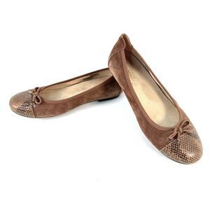 Vionic Ballet Flats Womens 7.5 Minna Slip On Shoes Cap Toe Brown Suede